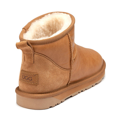 Mini Oiled Leather Ugg Boots