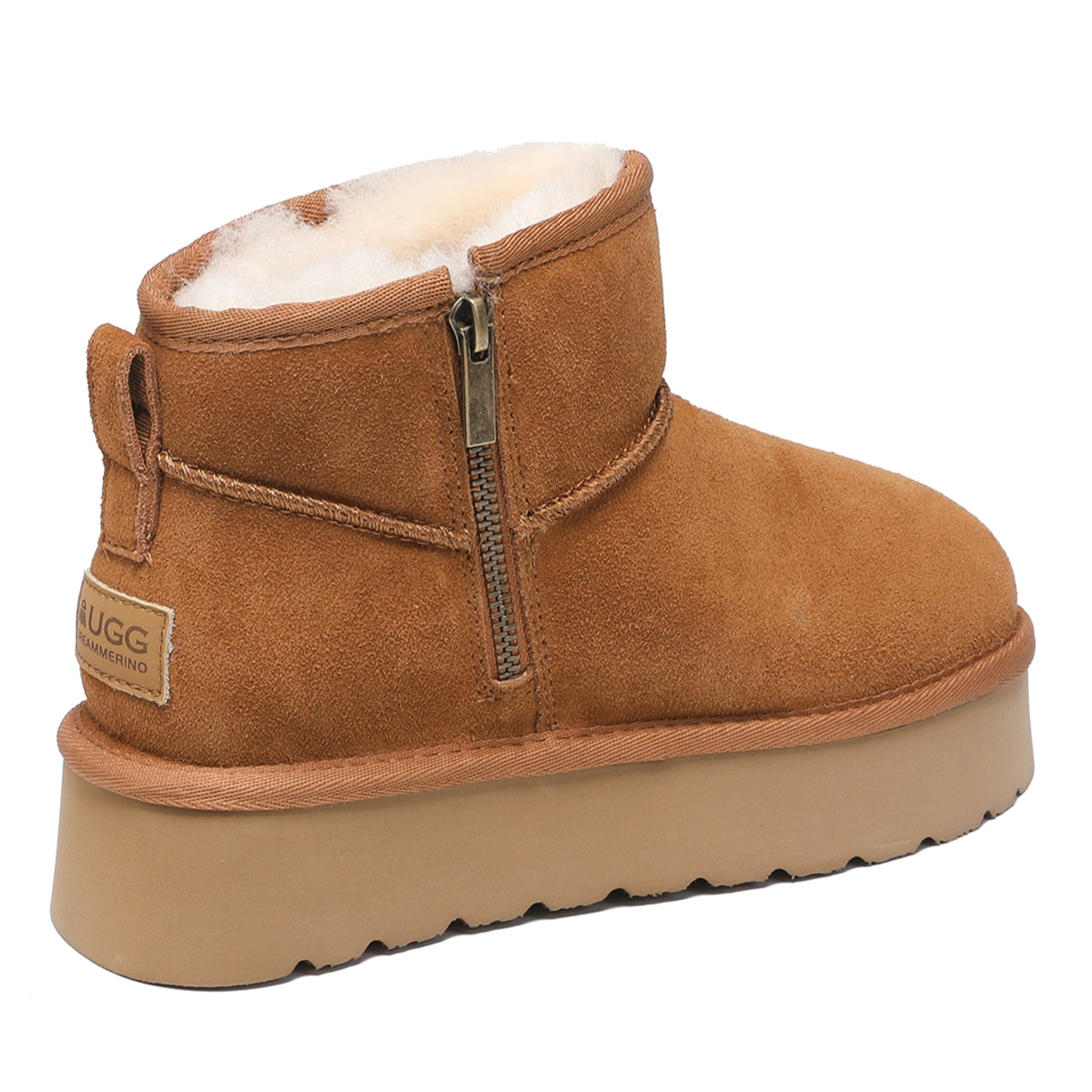 Platform Zip Uggs womens platform ankle ugg boots with zip in chestnut view 3