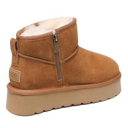 Platform Zip Uggs womens platform ankle ugg boots with zip in chestnut view 3