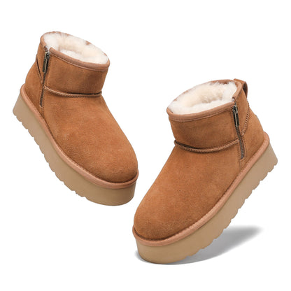 Platform Zip Uggs womens platform ankle ugg boots with zip in chestnut view 4