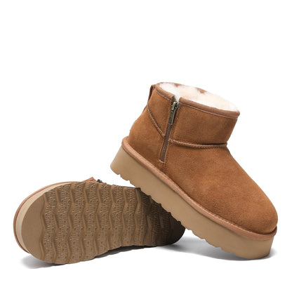 Platform Zip Uggs womens platform ankle ugg boots with zip in chestnut view 5