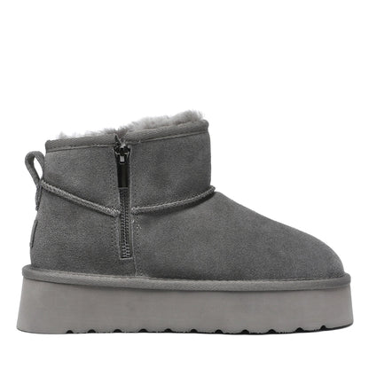 Platform Zip Uggs womens platform ankle ugg boots with zip in grey view 6