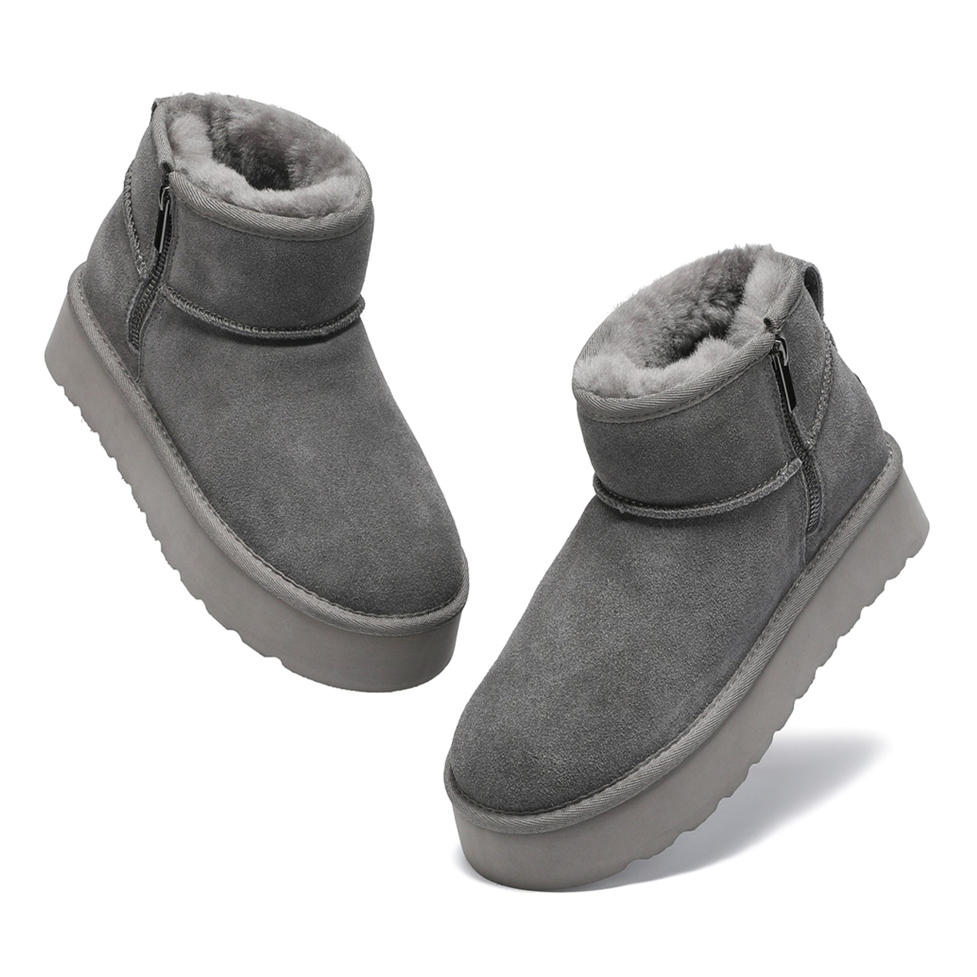 Platform Zip Uggs womens platform ankle ugg boots with zip in grey view 9