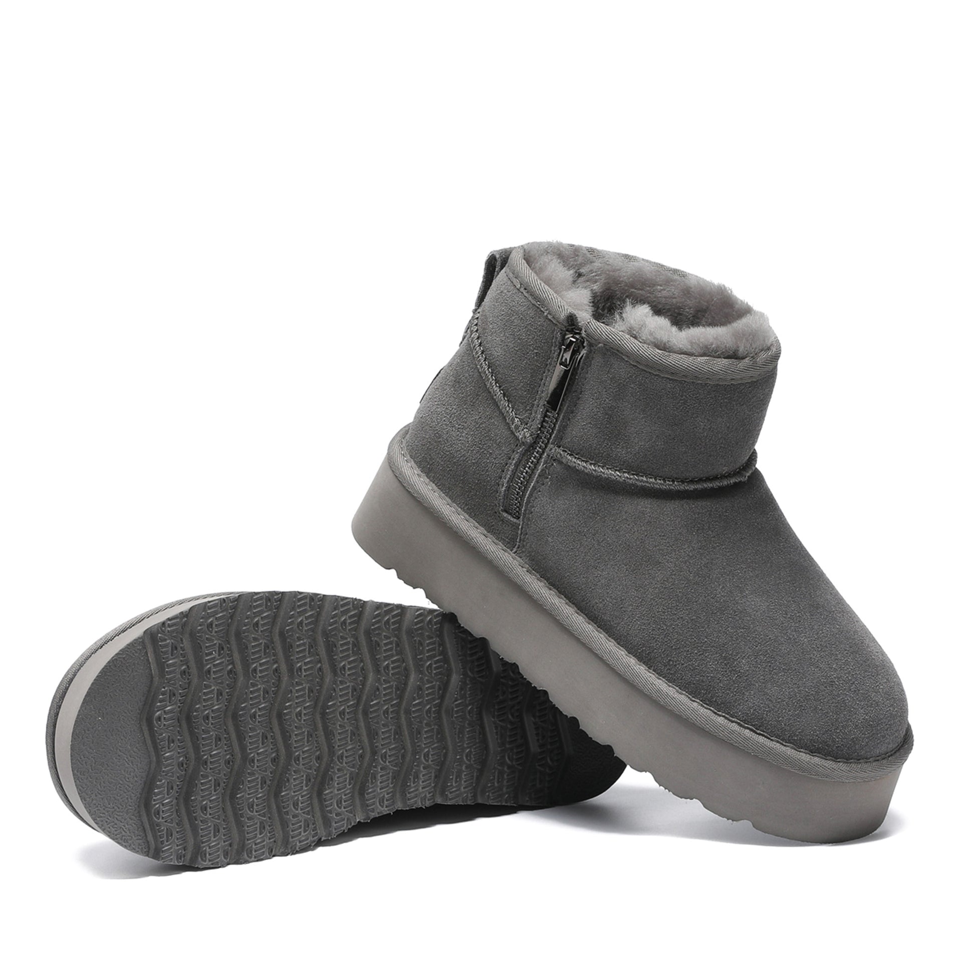 Platform Zip Uggs womens platform ankle ugg boots with zip in grey view 10